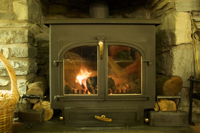 The fireplace in the Guest Lounge